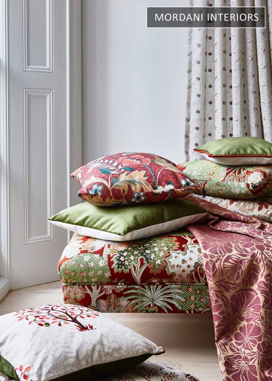 Red Gardenia Printed Upholstery